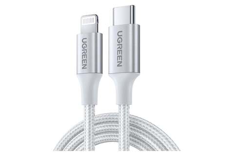 Кабель  UGREEN US304 (70525) USB-C to Lightning M/M Cable Aluminum Shell Braided. Длина 2 м, серебристый Кабель  UGREEN US304 (70525) USB-C to Lightning M/M Cable Aluminum Shell Braided. Длина 2 м, серебристый