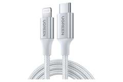 Кабель  UGREEN US304 (70525) USB-C to Lightning M/M Cable Aluminum Shell Braided. Длина 2 м, серебристый