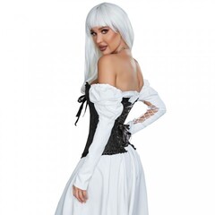 Черный корсет с цветочным принтом (M)