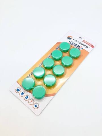 Магнит для магнитной доски FORCEBERG 20 мм, зеленый, 10шт.