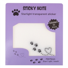 
          Прозрачные стикеры для заметок с клеевым краем, Alingar, 75 х 75 мм, 50 л., покрытие starlight touch, "Cat's HEART", фиолет, водонепрониц., европодвес
