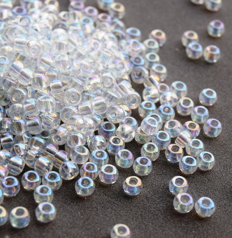 6/0 RR-0250 Бисер круглый Миюки Прозрачный радужный /Miyuki round 6/0 Transparent AB crystal