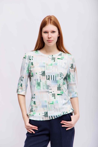 Marc Cain Sports Футболка хлопковая с эластаном в разноцветный узор