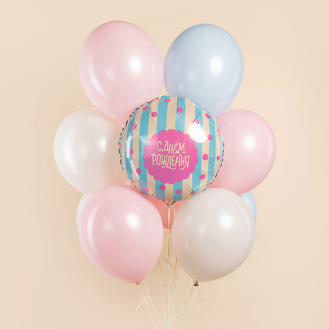 Шар круг, с днем рождения, сладкий праздник, 45 см