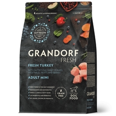 Сухой корм GRANDORF FRESH DOG Turkey MINI, индейка с бататом для взрослых собак мелких пород, диетическая формула для особо аллергичных собак 3кг