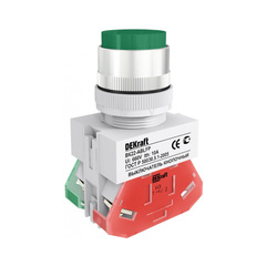 25019 Выключатель кнопочный ВК22-ABLFP-GRN DEKraft
