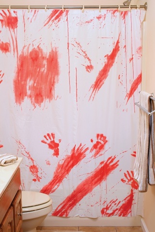 Ужасы Штора для ванной кровавая
