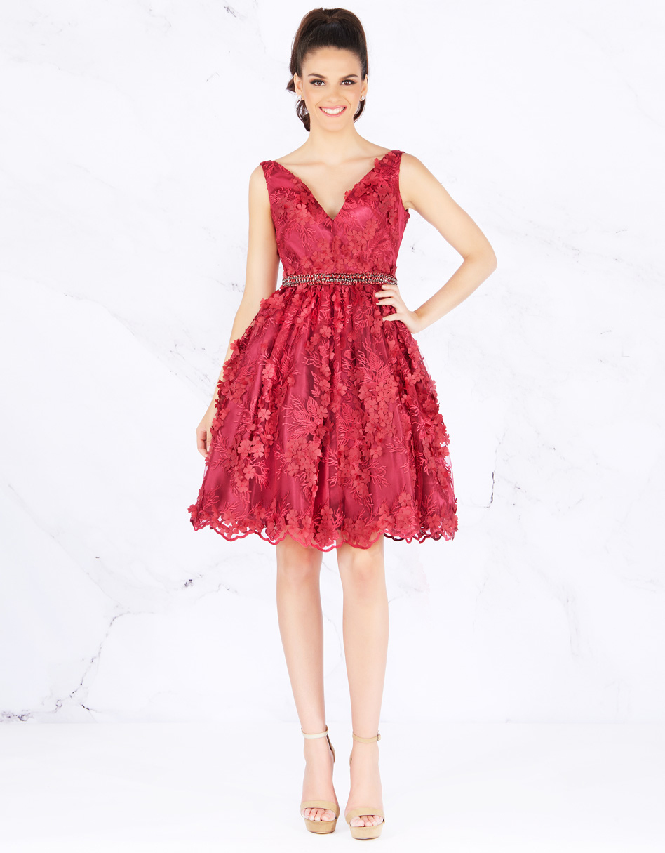 Платье средней длины в цвете Burgundy Mac Duggal 48028