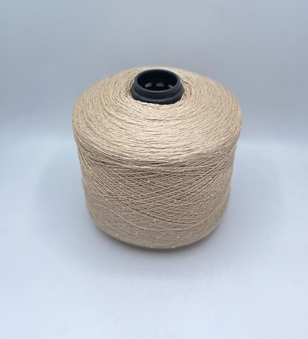 Бобинная пряжа (пр.Италия),Linette Pailletes, 450/100гр, 80% Лен, 20% Полиэстер(пайетка), цвет-Песочный+пайетка. арт.36729