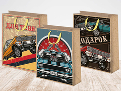Пакет подарочный S вертикальный, Машины, МИКС, 18*23*8 см (Д*В*Ш)