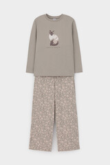 пижама  для девочки  К 1623/пыльно-оливковый,полевые цветы