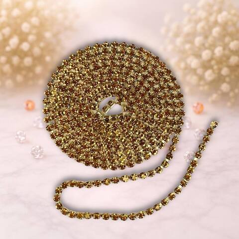 стразовая лента, цвет бежевый- метал серебро, 1метр