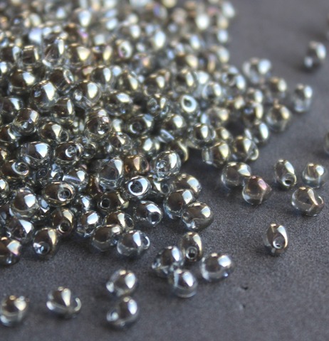DP-1881 Бисер Миюки дропс Серый прозрачный радужный /Miyuki drops Transperent Silver/Grey Gold Luster