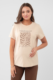 Футболка для беременных 13759 бежевый,принт Моне