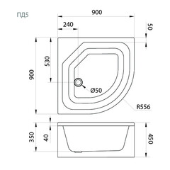 Поддон душевой 90х90 глубокий акриловый