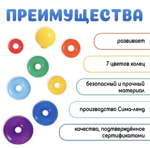 Пирамидка 7 колец, от 1 года