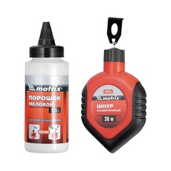 84855 Шнур разметочный в пластмассовом обрезиненном корпусе, порошок красный// Matrix