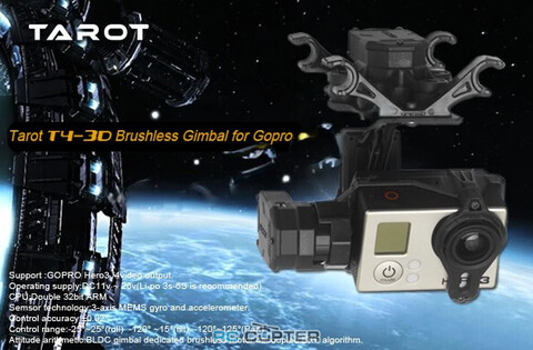 Подвес трёхосевой TAROT T4-3D для Gopro Hero 3, 4