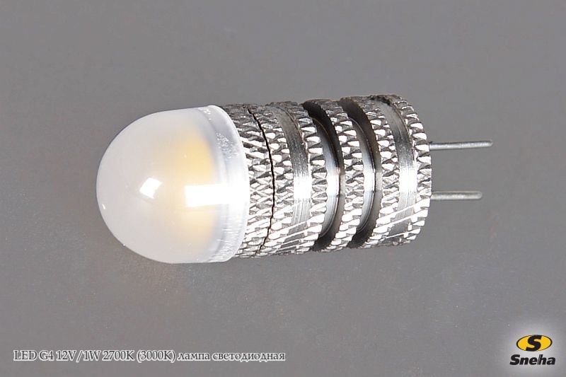 Лампа светодиодная LED G4 12V/1W 2700K (3000K) (Теплый белый свет)