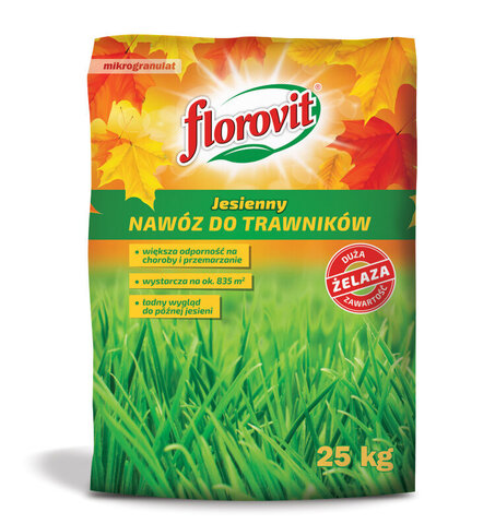 Удобрение "Осеннее для газонов" гранулированное, мешок 25кг (FLOROVIT)