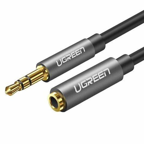 Кабель UGREEN AV118 (10592) 3.5мм Male to 3.5мм Female удлинитель 1м черный/серый