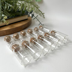 Баночки - бутылочки с пробкой, Мини, стеклянные, прозрачные, 4*2*2 см, набор 12 штук