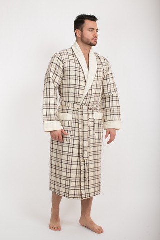 Вафельный  мужской халат Gentelmen Style  кремовый