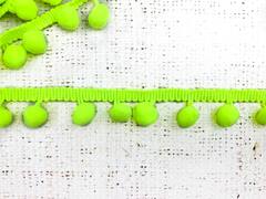 Тесьма/бахрома с помпонами, ш. 2,5 см, салатовый неон