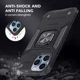 Противоударный чехол Strong Armour Case с кольцом для iPhone 15 Pro Max (Черный)