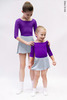 Kids set: 2 Sleeves leotard violet + skirt