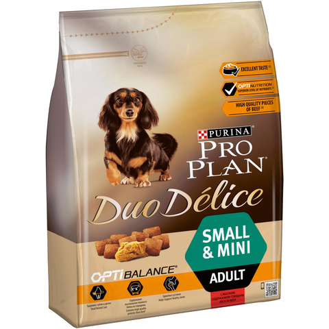 Pro Plan Duo Delice собаки МелкПород Говядина, сухой (2,5 кг)