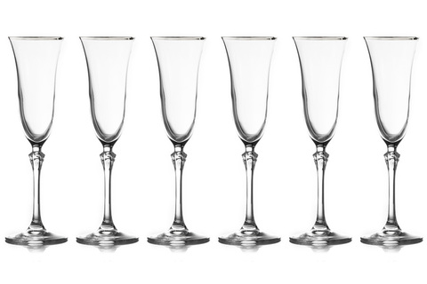 Набор бокалов для шампанского 6шт 150мл Le Stelle Gemma платина