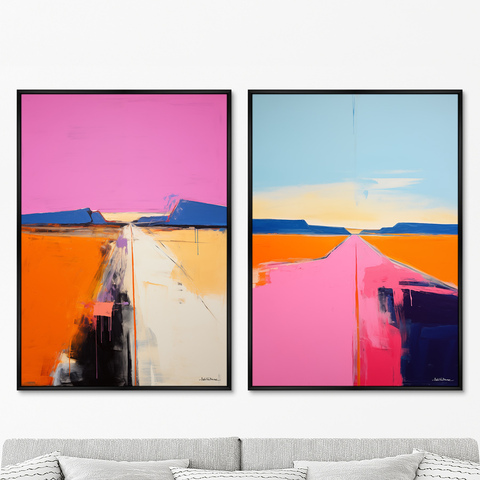 ArtNoMore - Набор из 2-х репродукций картин на холсте Landscape collection, Lines of sunset, 2024г.