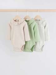 Боди с длинным рукавом для малышей Next Q95-156, Белый, Бежевый, Светло-зеленый