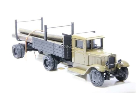ZIS-5 pipes trailer and pipes green cabin LOMO-AVM 1:43