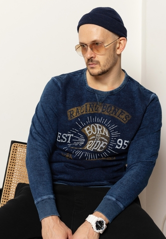 Свитшот Bowery NYC "Born To Ride" Indigo Old Blue