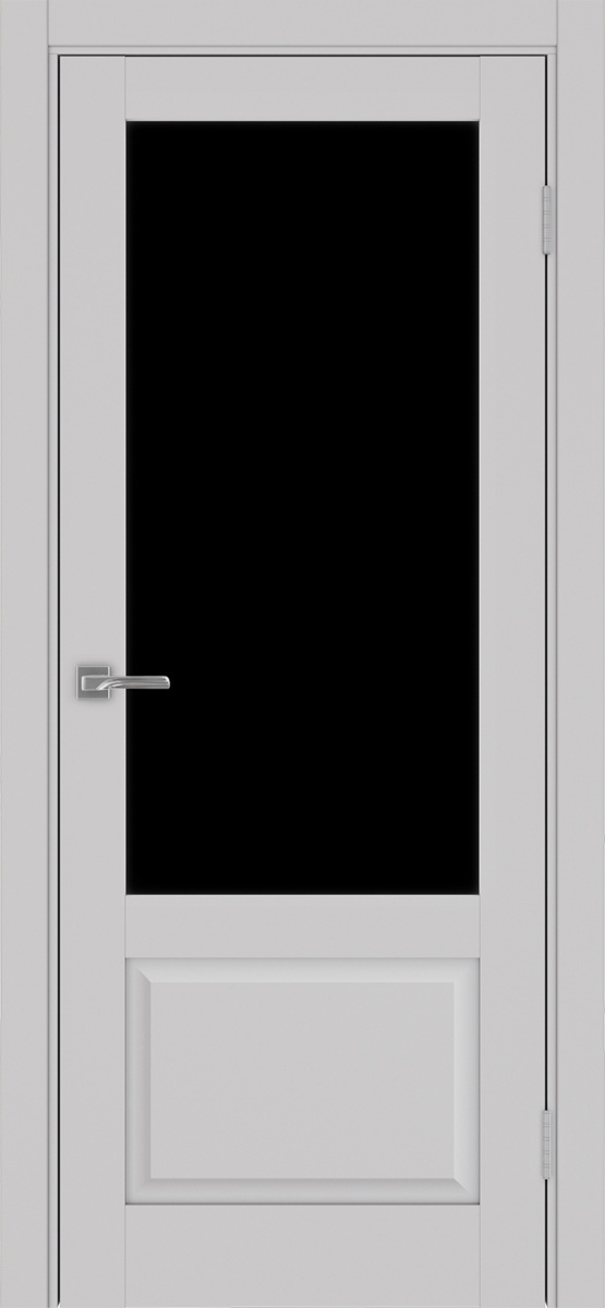 Дверь межкомнатная Оптима Порте Тоскана 640.21 ОФ3, цвет пепельный, экошпон, стекло лакобель черное