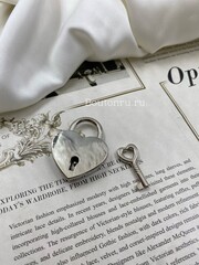Замок сердце с ключом серебристый