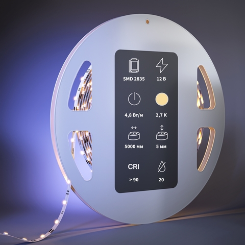 Светодиодная лента Maytoni Ultra 12В 2835 4,8Вт/м 2700К 5м IP 20 201102