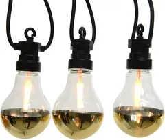 Светодиодная ретро гирлянда Золото Эдисона 9.5 м., 220 V, 20 LED ламп теплого свечения, соединяемая, черный ПВХ провод, Kaemingk (490111)