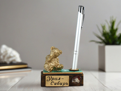 Сувенирная подставка для ручки с мишкой "Урал-Сибирь"
