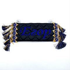 Карман Егор (черный с синей вышивкой, экокожа)