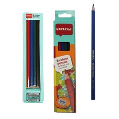 
          Карандаши цветные NATARAJ 6 цв., "Вдохновение" деревянные, шестигранные, заточенные, точилка, грифель 3.0 мм, картон. уп., европод.