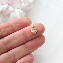 Подвеска Сердце с персиковым фианитом, 12*8 мм, позолота, П311