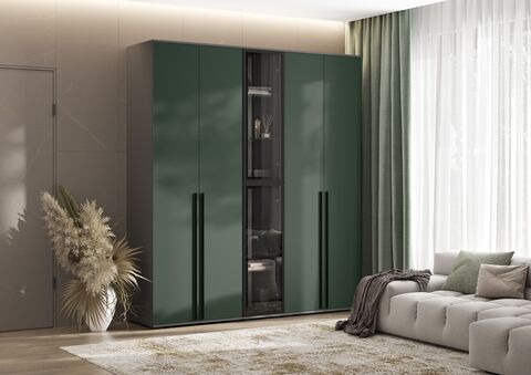 Комплект шкафов Норд №2 Изумрудный (КРОМКА ГРАФИТ), Графит