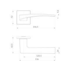 Ручка Punto (Пунто) раздельная K.EST.Q52.SHARM SSC-16 сатинированный хром (комплект на одну дверь)
