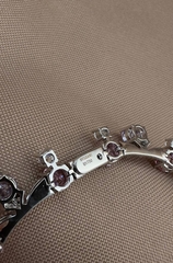 Комплект украшений колье + серьги с розовыми и желтыми камнями