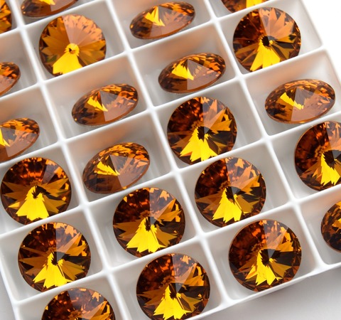 Риволи 14мм Топаз / Topaz. Swarovski 1122