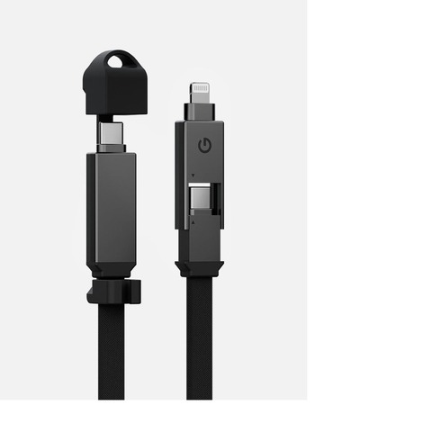 Кабель Energea Sheath 2 в 1, USB-C to Lightning / USB-C 60W 15см, Темно-серый | Gunmetal