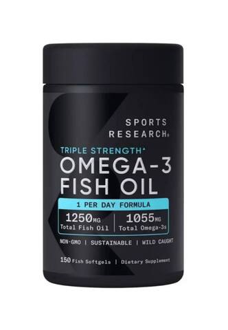 Sports Research Omega-3 Fish Oil, Triple Strength, 1250 мг, 150 мягких капсул